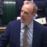 Photo of Justice Secretary Dominic Raab answering questions in the Houses of Parliament