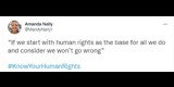 Tweet from Amanda Nally: "“If we start with human rights as the base for all we do and consider we won’t go wrong”  #KnowYourHumanRights"