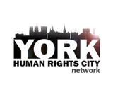 Silhouette of York skyline with text reading York Human Rights City