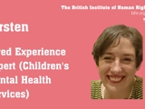 Image of woman and text reading Kirsten, Lived Experience Expert (Children's Mental Health Services)