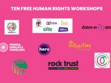 10 free workshop partner logos on pink background