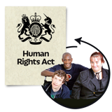 Picture of three people and the Human Rights Act